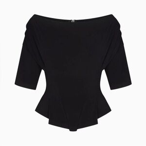 KHY OFF SHOULDER PLEATED T-SHIRT NWT Black